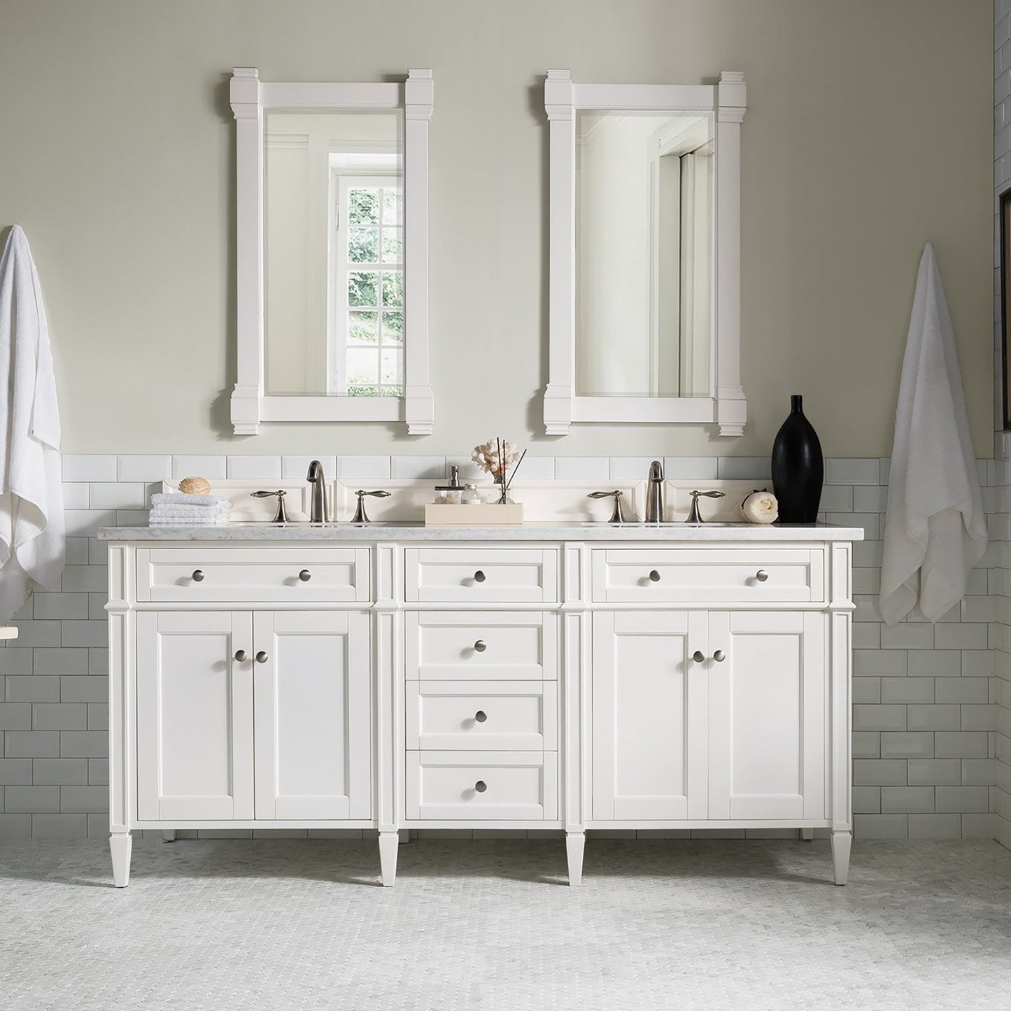 
                  
                    Brittany 72" Double Bathroom Vanity in Bright White Double bathroom Vanity James Martin Vanities Select Your Top 
                  
                