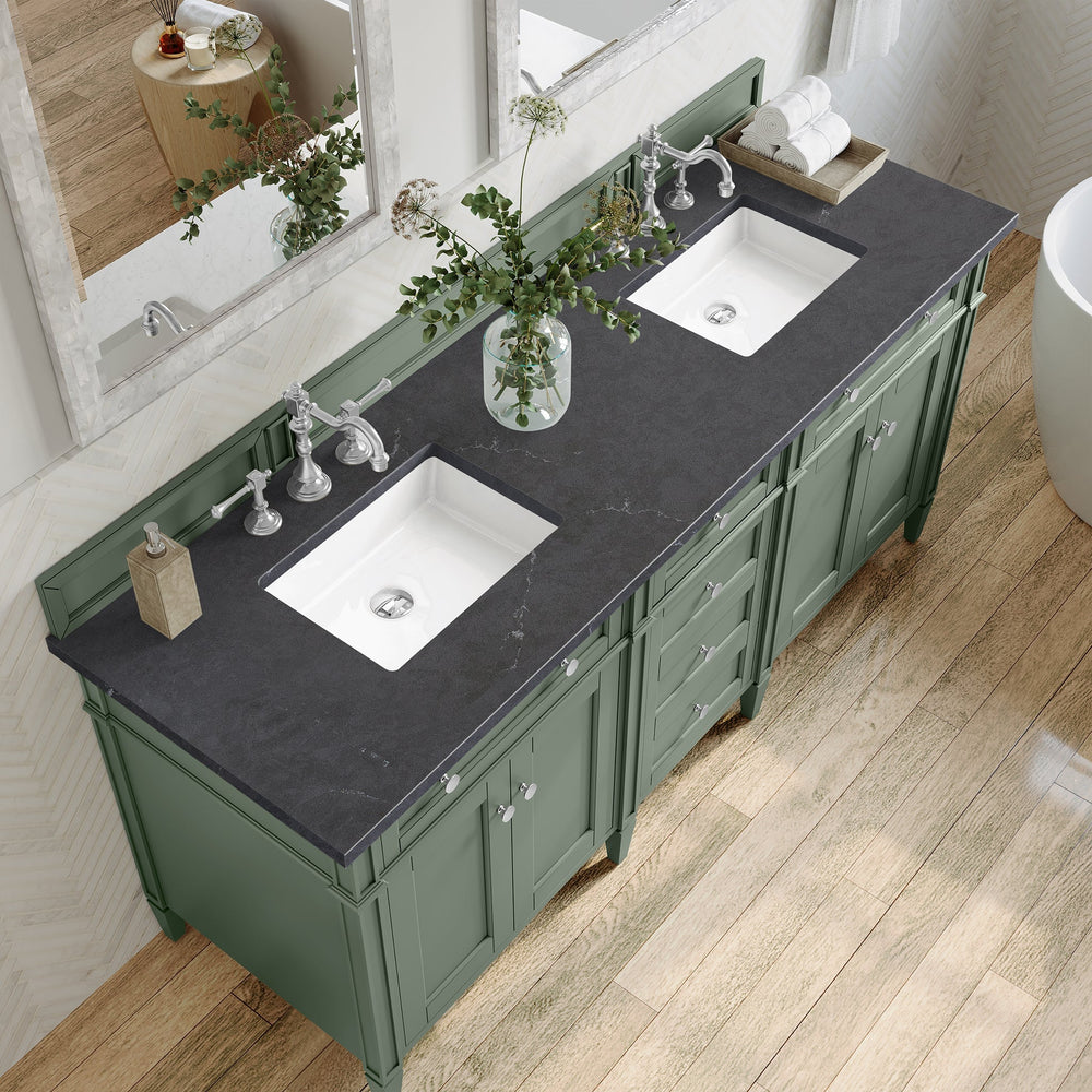 
                  
                    Brittany 72" Double Bathroom Vanity in Smokey Celadon Double bathroom Vanity James Martin Vanities Charcoal Soapstone Silestone 
                  
                