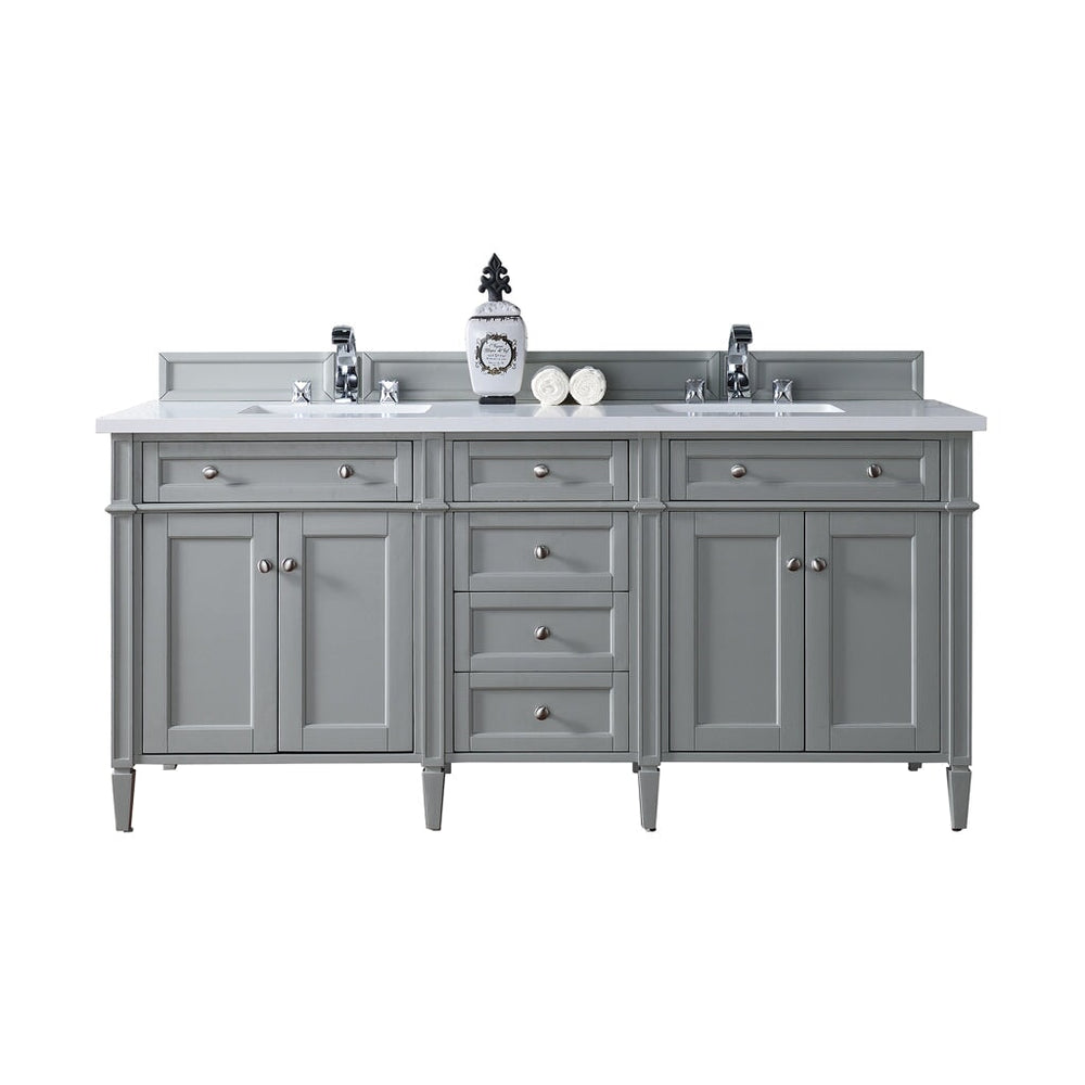 
                  
                    Brittany 72" Double Bathroom Vanity in Urban Gray Double bathroom Vanity James Martin Vanities Carrara White Marble 
                  
                