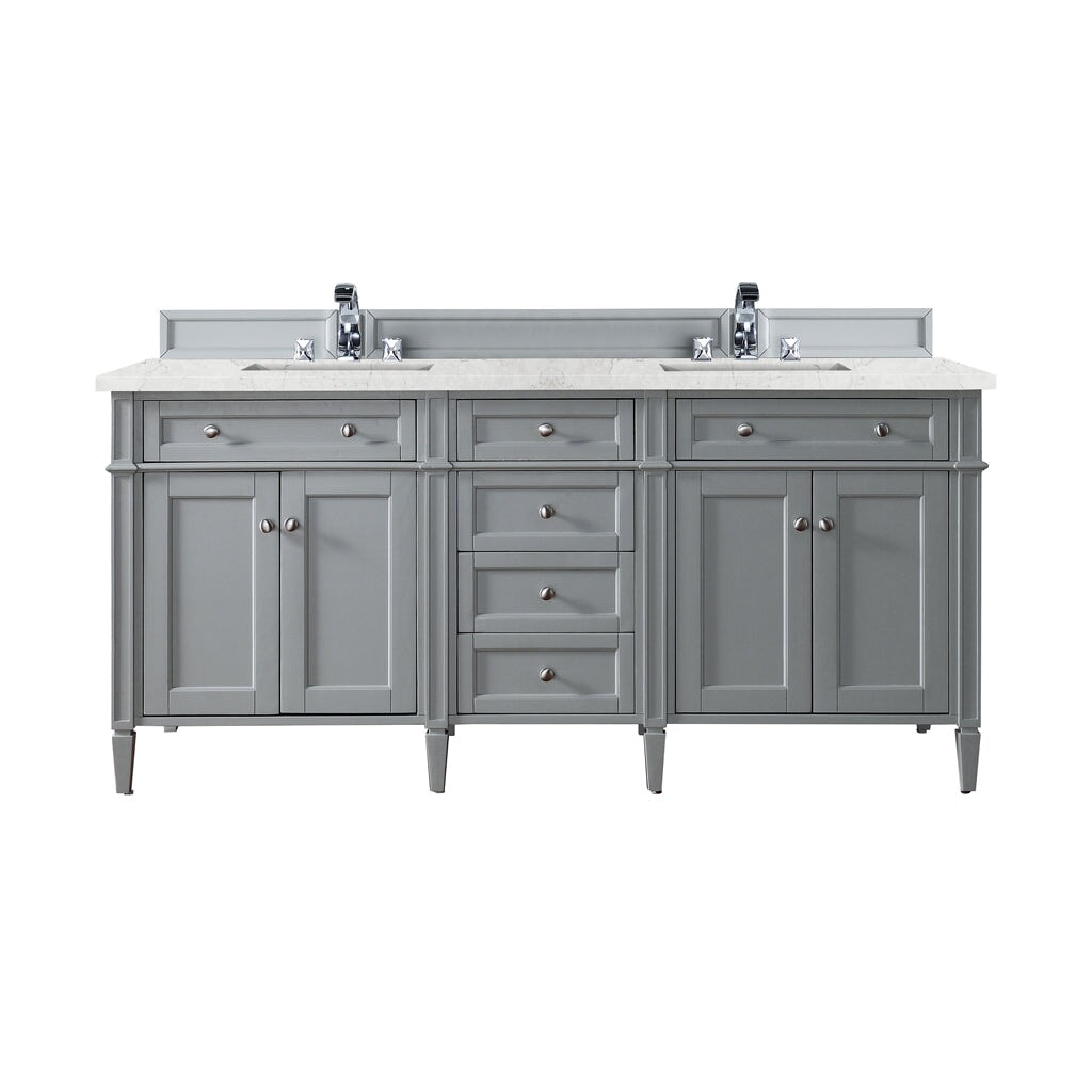 
                  
                    Brittany 72" Double Bathroom Vanity in Urban Gray Double bathroom Vanity James Martin Vanities Eternal Jasmine Pearl Silestone 
                  
                