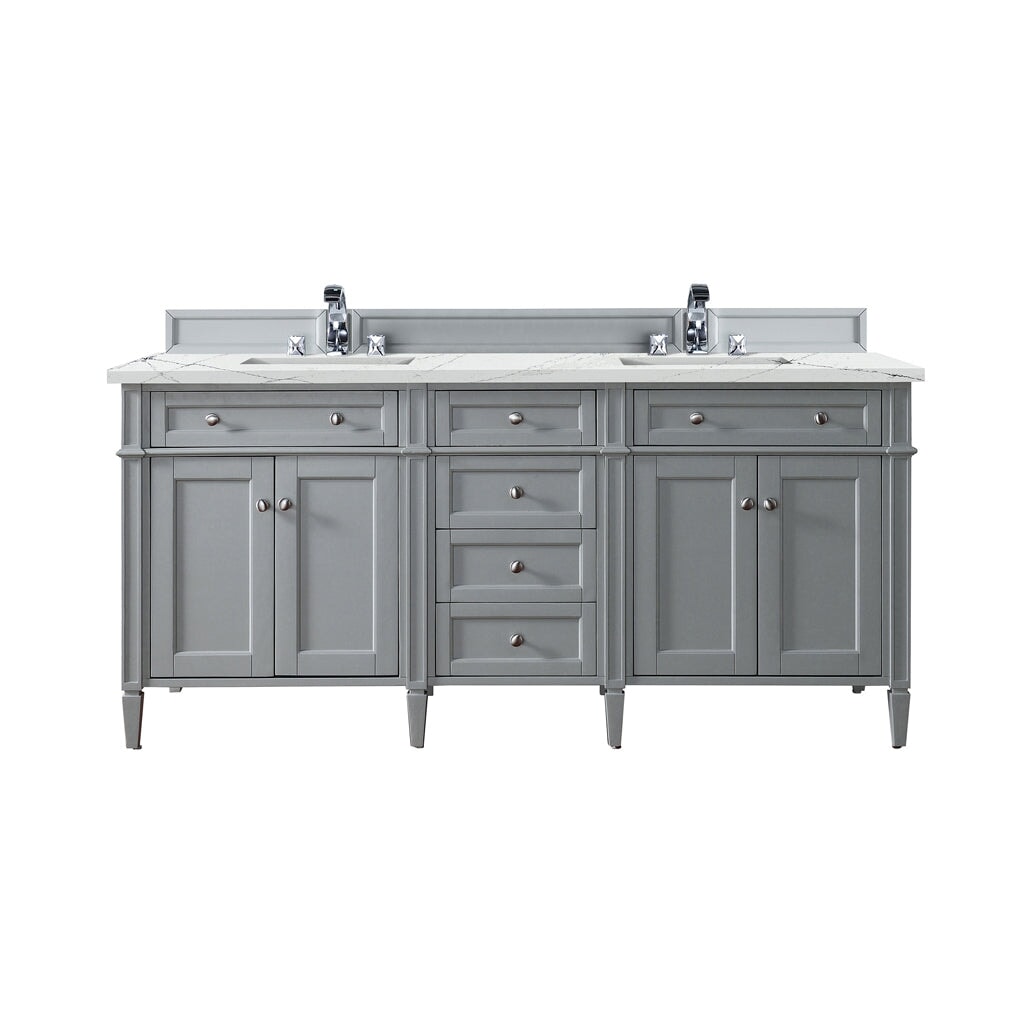 
                  
                    Brittany 72" Double Bathroom Vanity in Urban Gray Double bathroom Vanity James Martin Vanities Ethereal Noctis Silestone 
                  
                