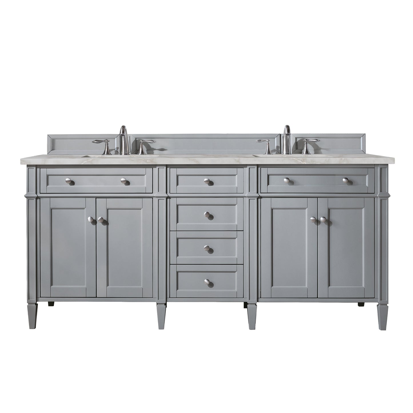 
                  
                    Brittany 72" Double Bathroom Vanity in Urban Gray Double bathroom Vanity James Martin Vanities Victorian Silver Silestone 
                  
                