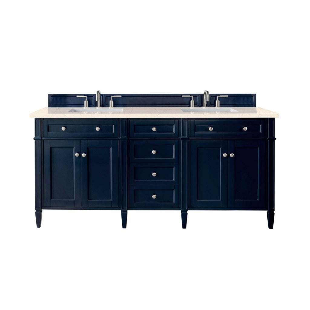 
                  
                    Brittany 72" Double Bathroom Vanity in Victory Blue Double bathroom Vanity James Martin Vanities Eternal Marfil Quartz 
                  
                