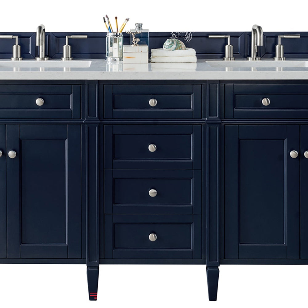 
                  
                    Brittany 72" Double Bathroom Vanity in Victory Blue Double bathroom Vanity James Martin Vanities White Zeus Silestone 
                  
                