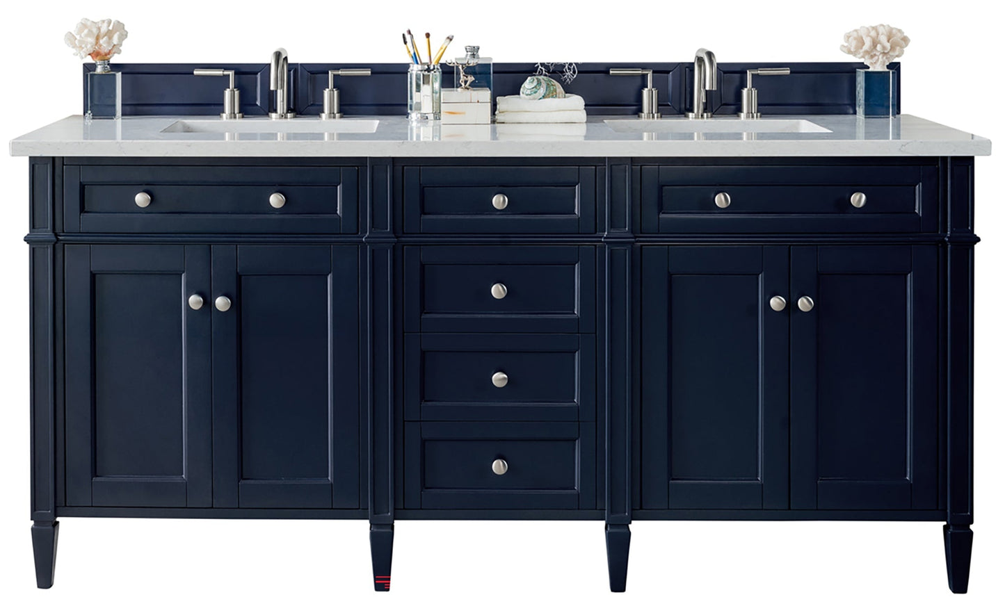 
                  
                    Brittany 72" Double Bathroom Vanity in Victory Blue Double bathroom Vanity James Martin Vanities White Zeus Silestone 
                  
                