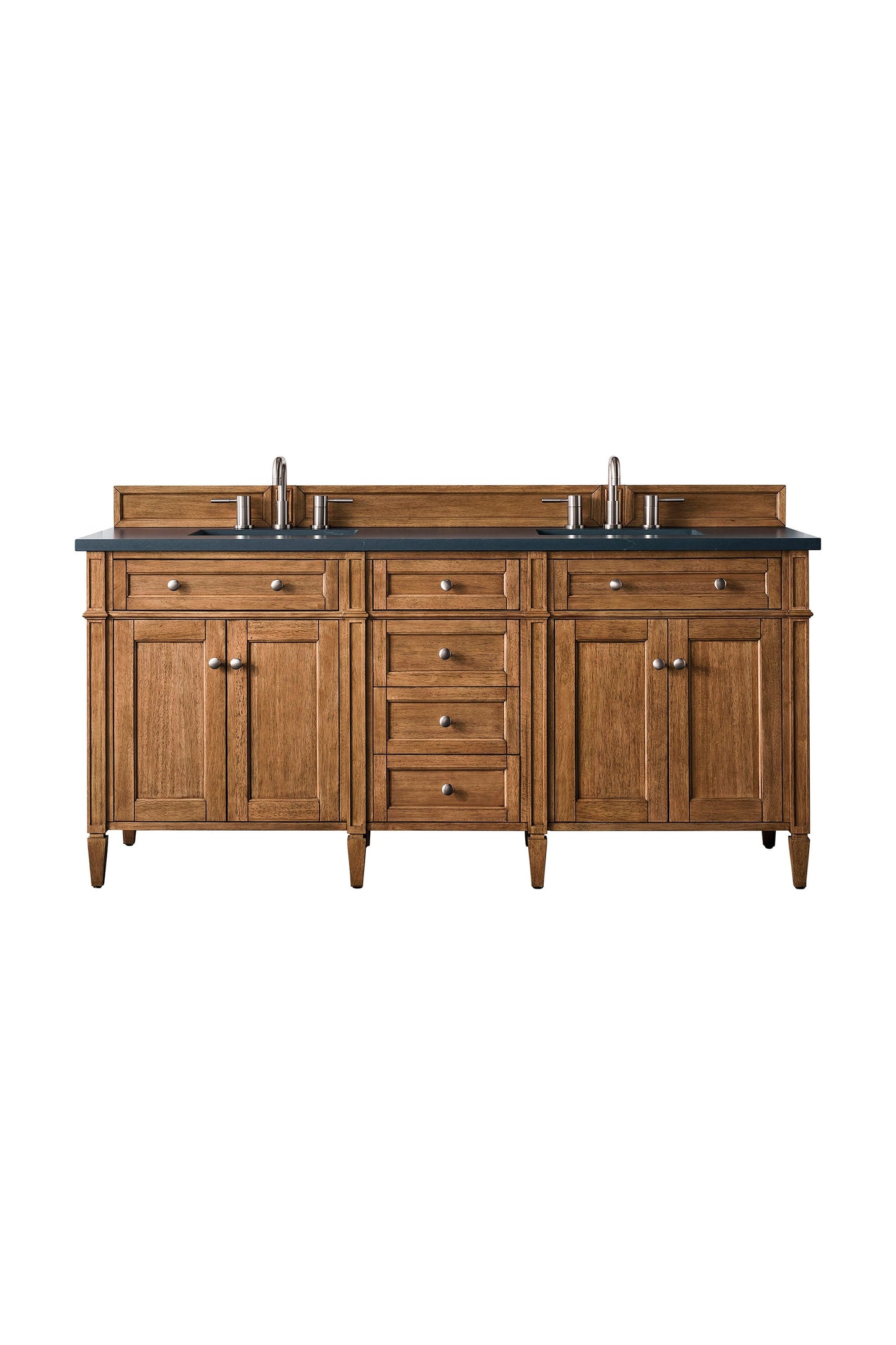 
                  
                    Brittany 72" Double Vanity Cabinet in Saddle Brown Double Bathroom Vanity James Martin Vanities Charcoal Soapstone Silestone 
                  
                