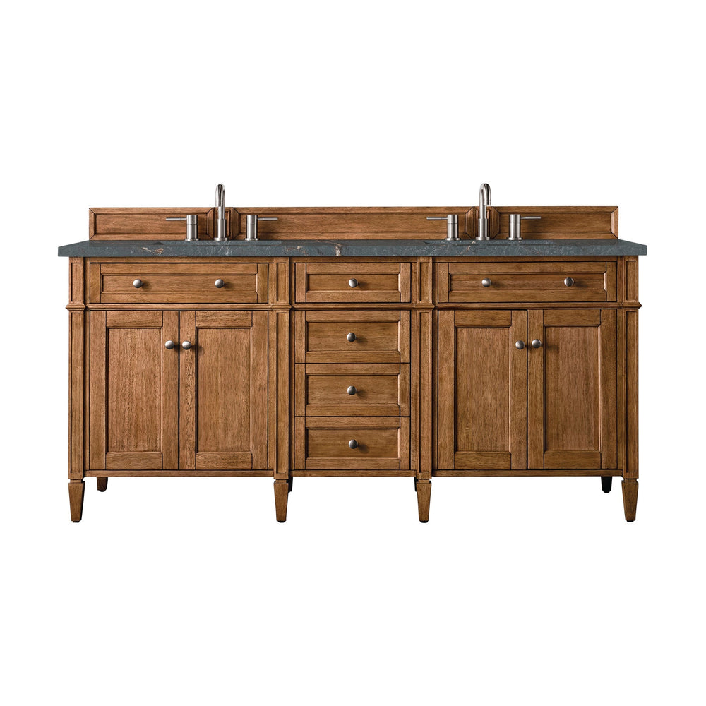 
                  
                    Brittany 72" Double Vanity Cabinet in Saddle Brown Double Bathroom Vanity James Martin Vanities Parisien Bleu Silestone 
                  
                