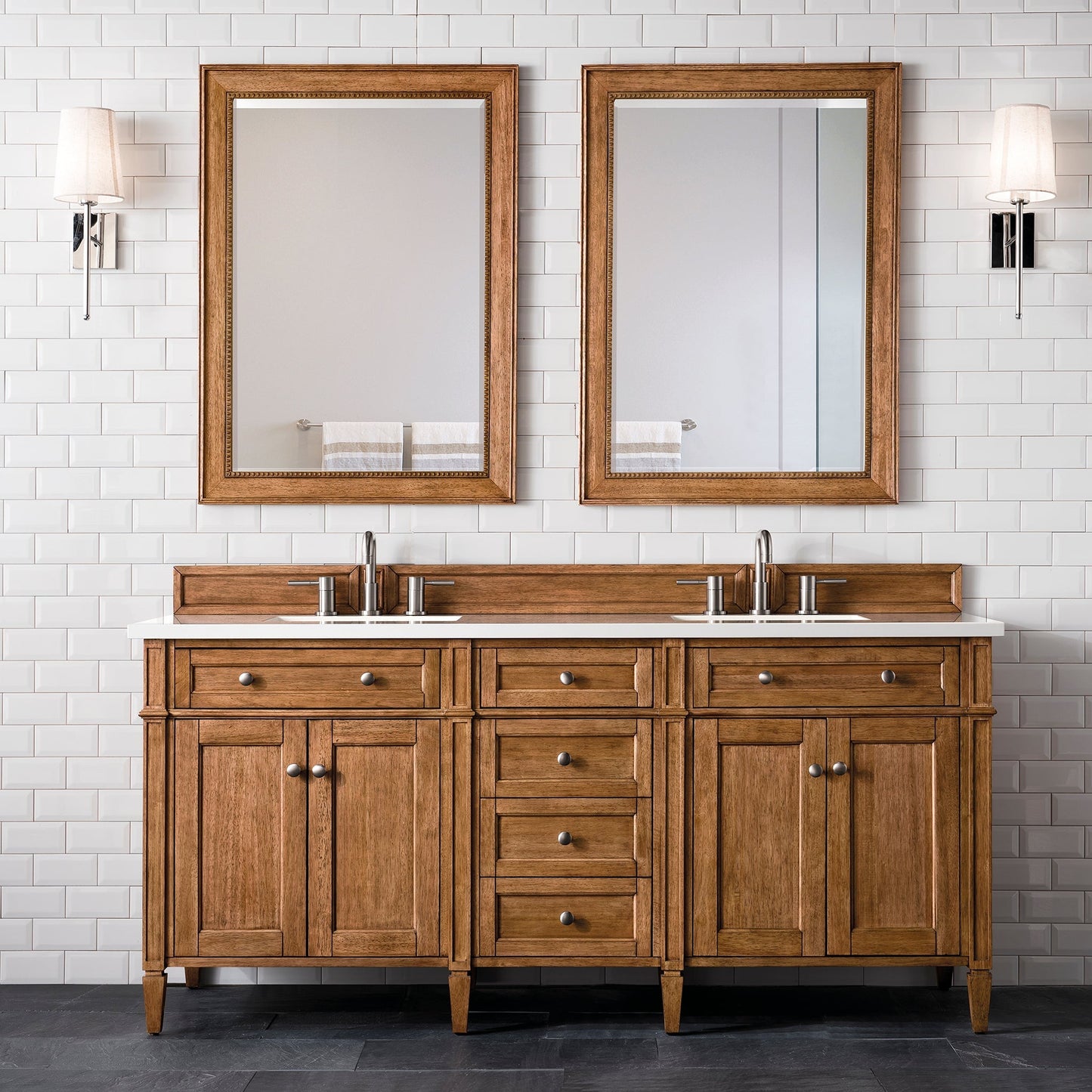 
                  
                    Brittany 72" Double Vanity Cabinet in Saddle Brown Double Bathroom Vanity James Martin Vanities Select Your Top 
                  
                