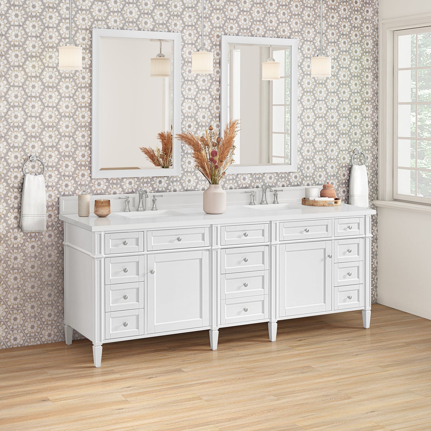 
                  
                    Brittany 84" Double Bathroom Vanity in Bright White Double bathroom Vanity James Martin Vanities 
                  
                