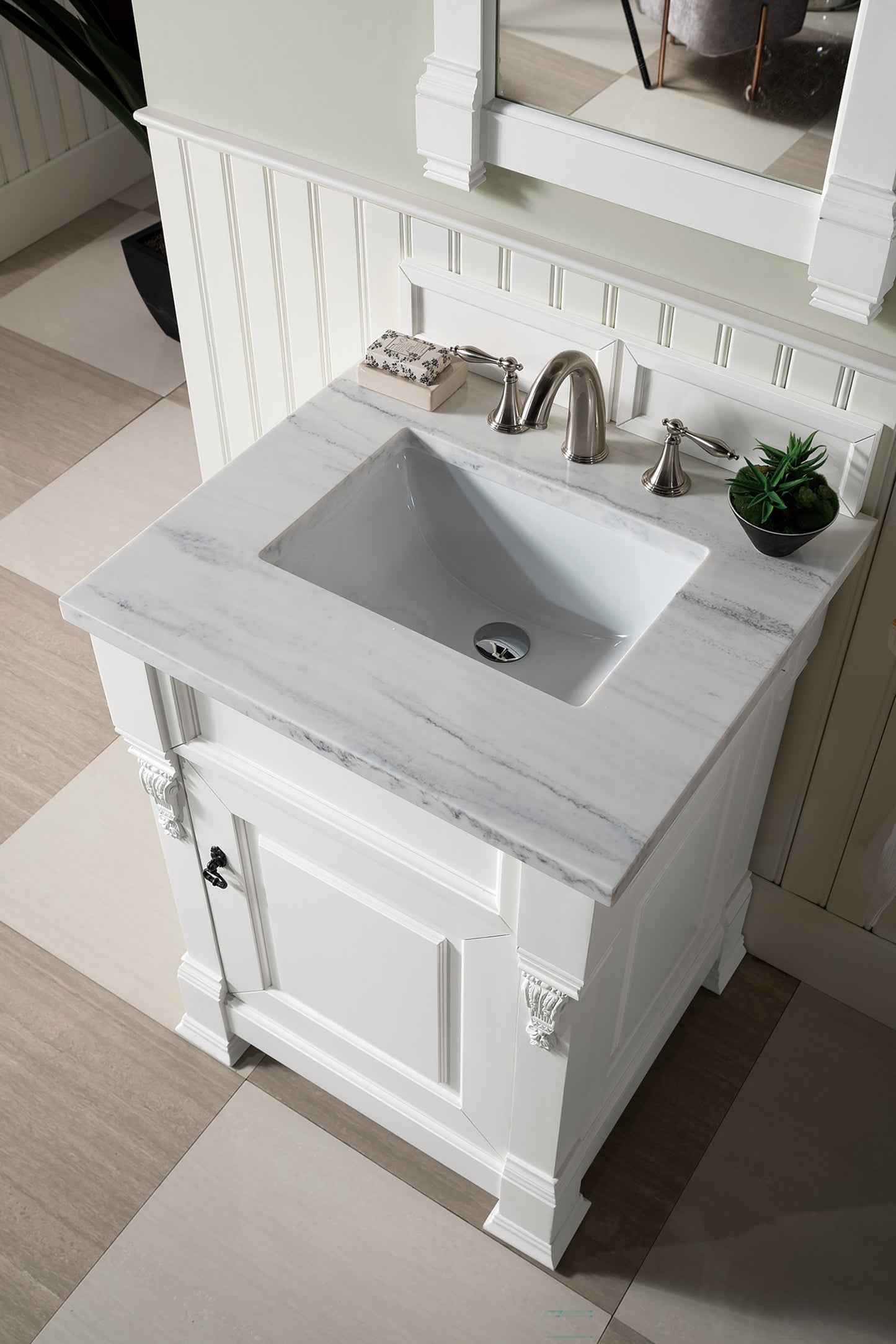 
                  
                    Brookfield 26" Single Bathroom Vanity Bright White Single Bathroom Vanity James Martin Vanities Arctic Fall Solid Surface 
                  
                