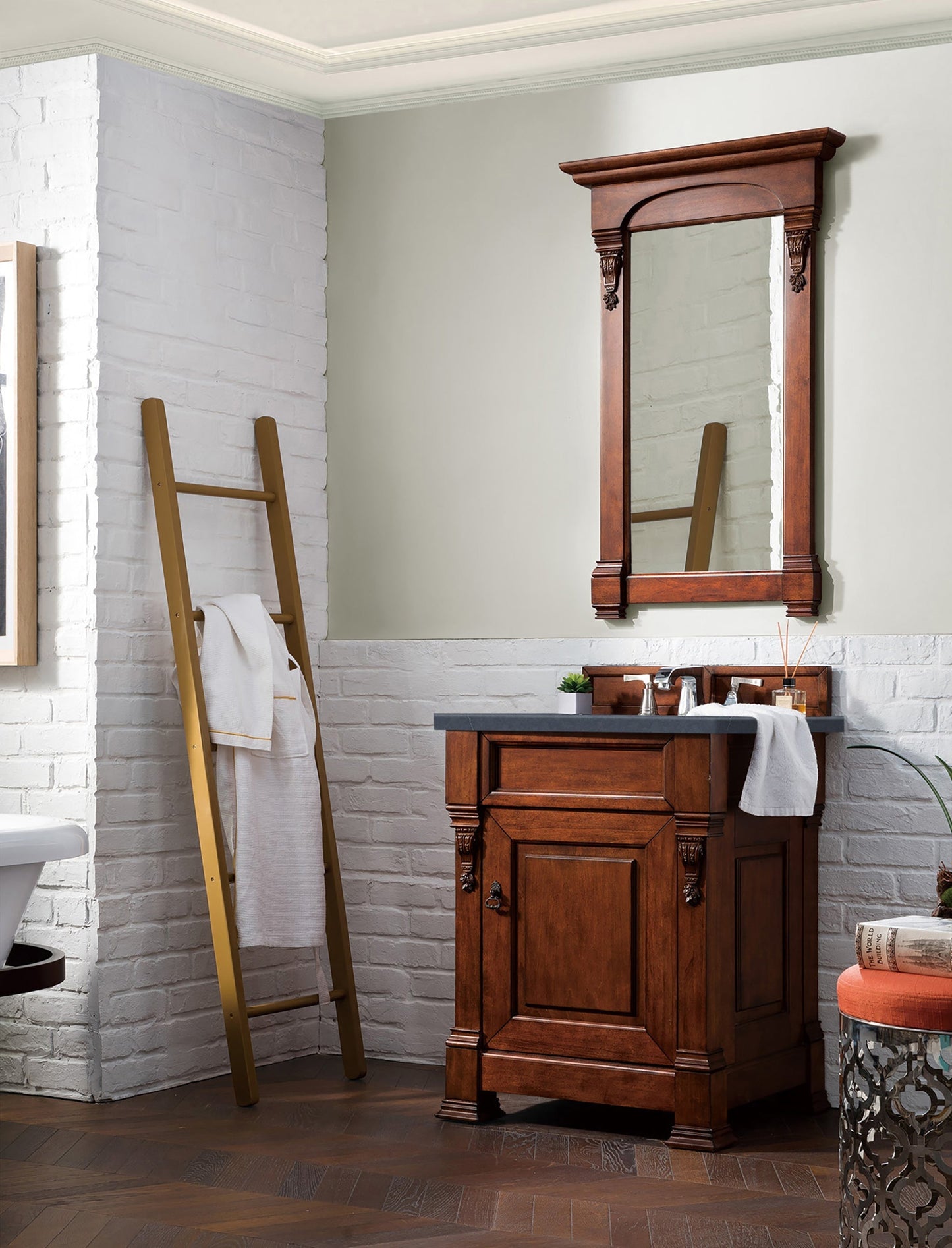 
                  
                    Brookfield 26" Single Bathroom Vanity in Warm Cherry Single Bathroom Vanity James Martin Vanities Charcoal Soapstone Quartz 
                  
                