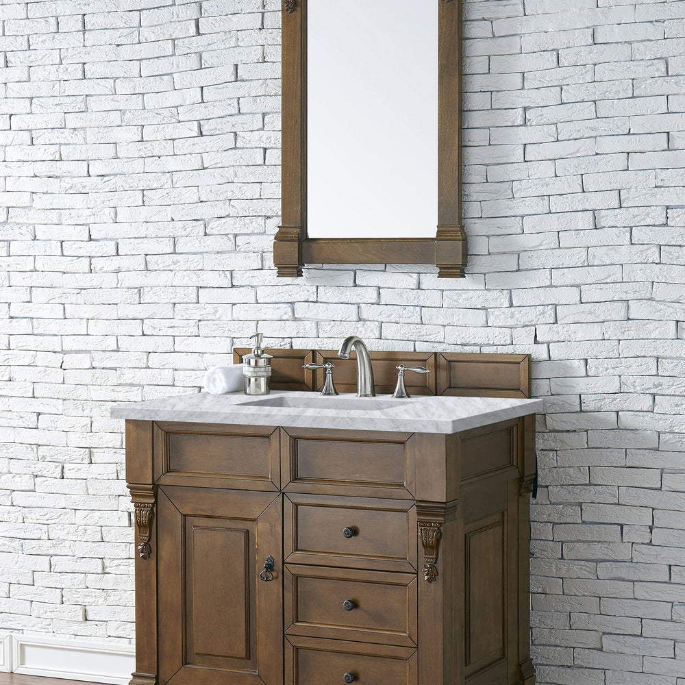 
                  
                    Brookfield 36" Single Bathroom Vanity in Country Oak Single Bathroom Vanity James Martin Vanities Carrara White Marble 
                  
                