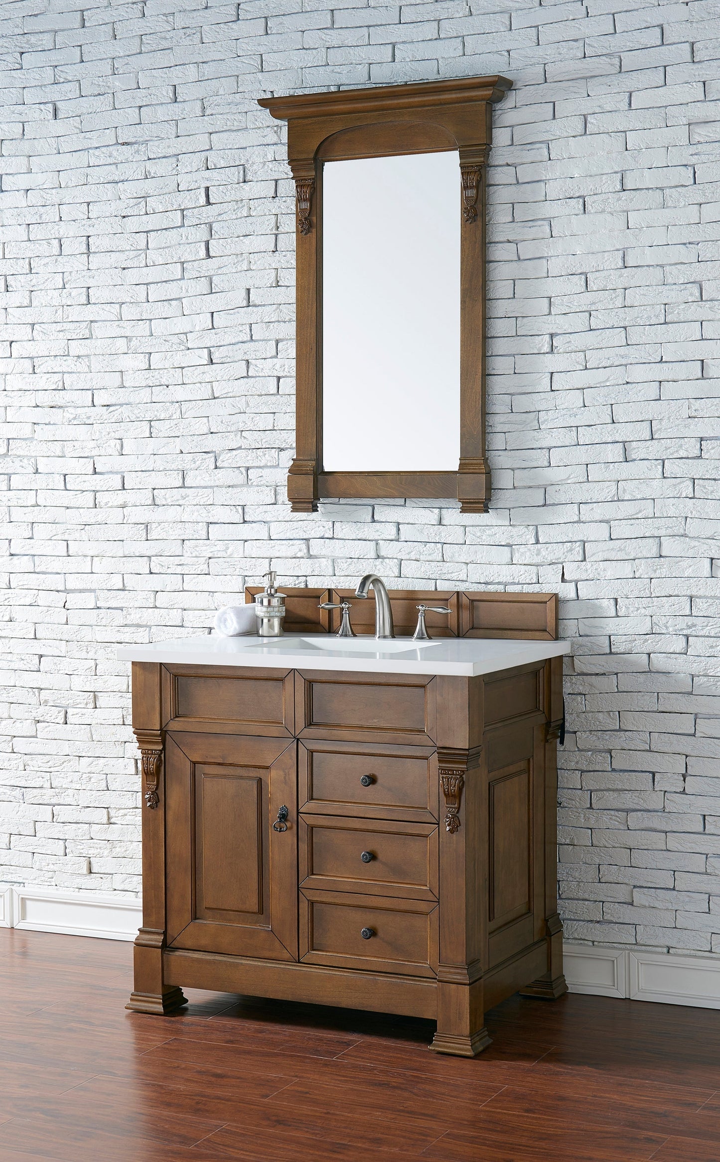 
                  
                    Brookfield 36" Single Bathroom Vanity in Country Oak Single Bathroom Vanity James Martin Vanities White Zeus 
                  
                