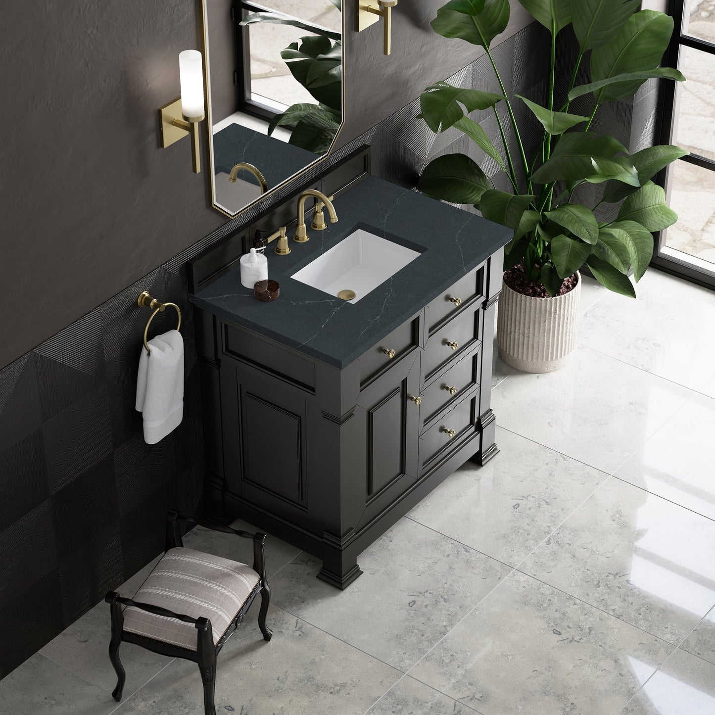 
                  
                    Brookfield 36" Single Vanity in Black Onyx Single Bathroom Vanity James Martin Vanities Charcoal Soapstone Silestone 
                  
                