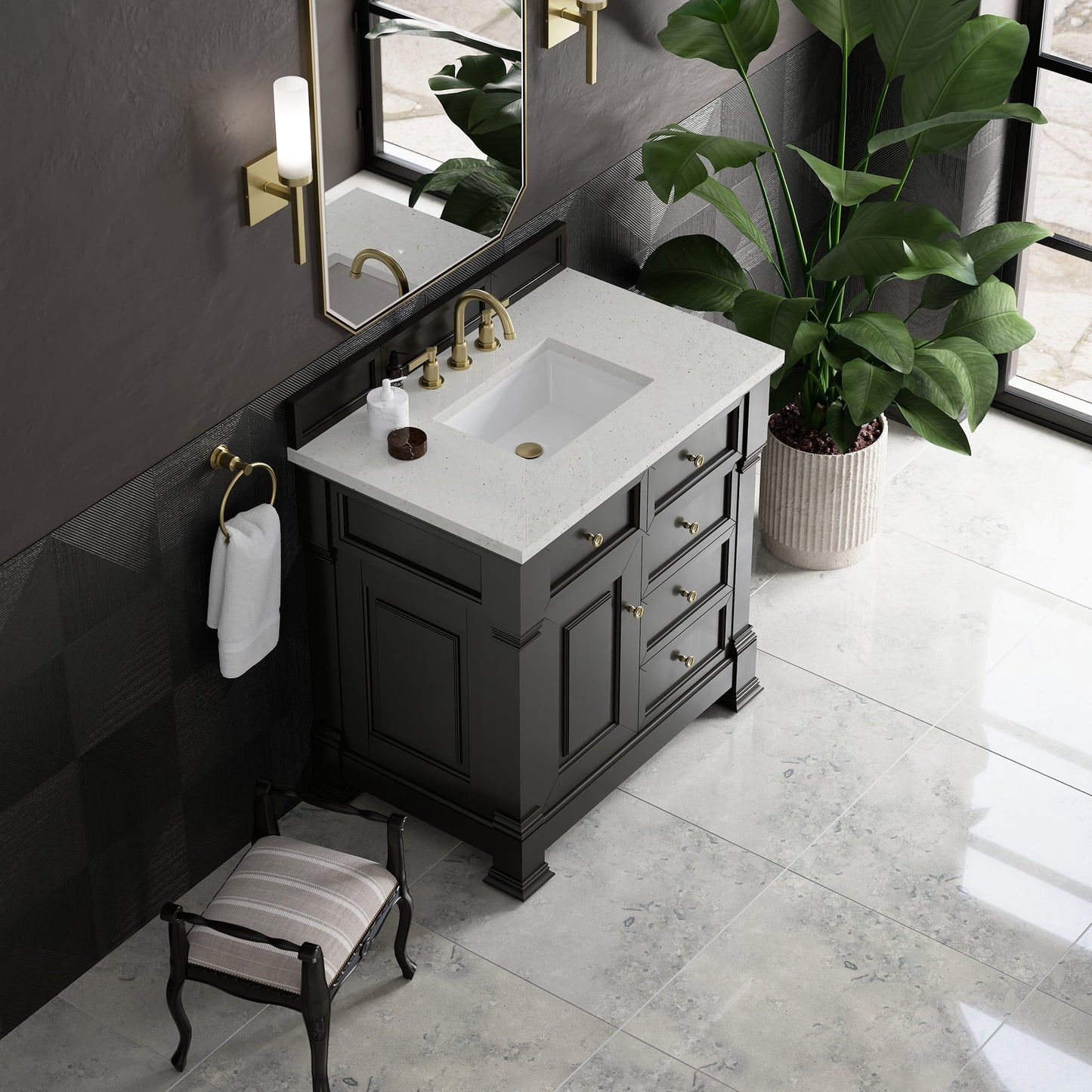 
                  
                    Brookfield 36" Single Vanity in Black Onyx Single Bathroom Vanity James Martin Vanities Lime Delight Silestone 
                  
                