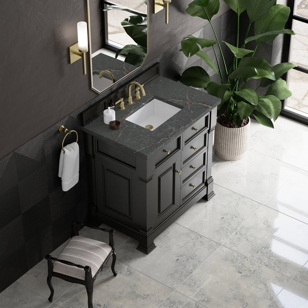 
                  
                    Brookfield 36" Single Vanity in Black Onyx Single Bathroom Vanity James Martin Vanities Parisien Bleu Silestone 
                  
                