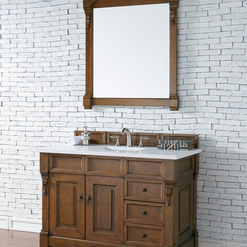 
                  
                    Brookfield 48" Single Bathroom Vanity in Country Oak Single Bathroom Vanity James Martin Vanities White Zeus Quartz 
                  
                