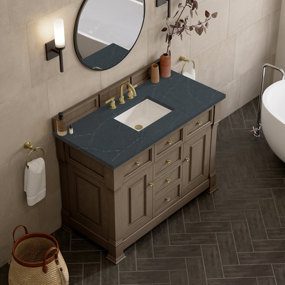 
                  
                    Brookfield 48" Single Vanity in Pecan Single Bathroom Vanity James Martin Vanities Charcoal Soapstone Silestone 
                  
                