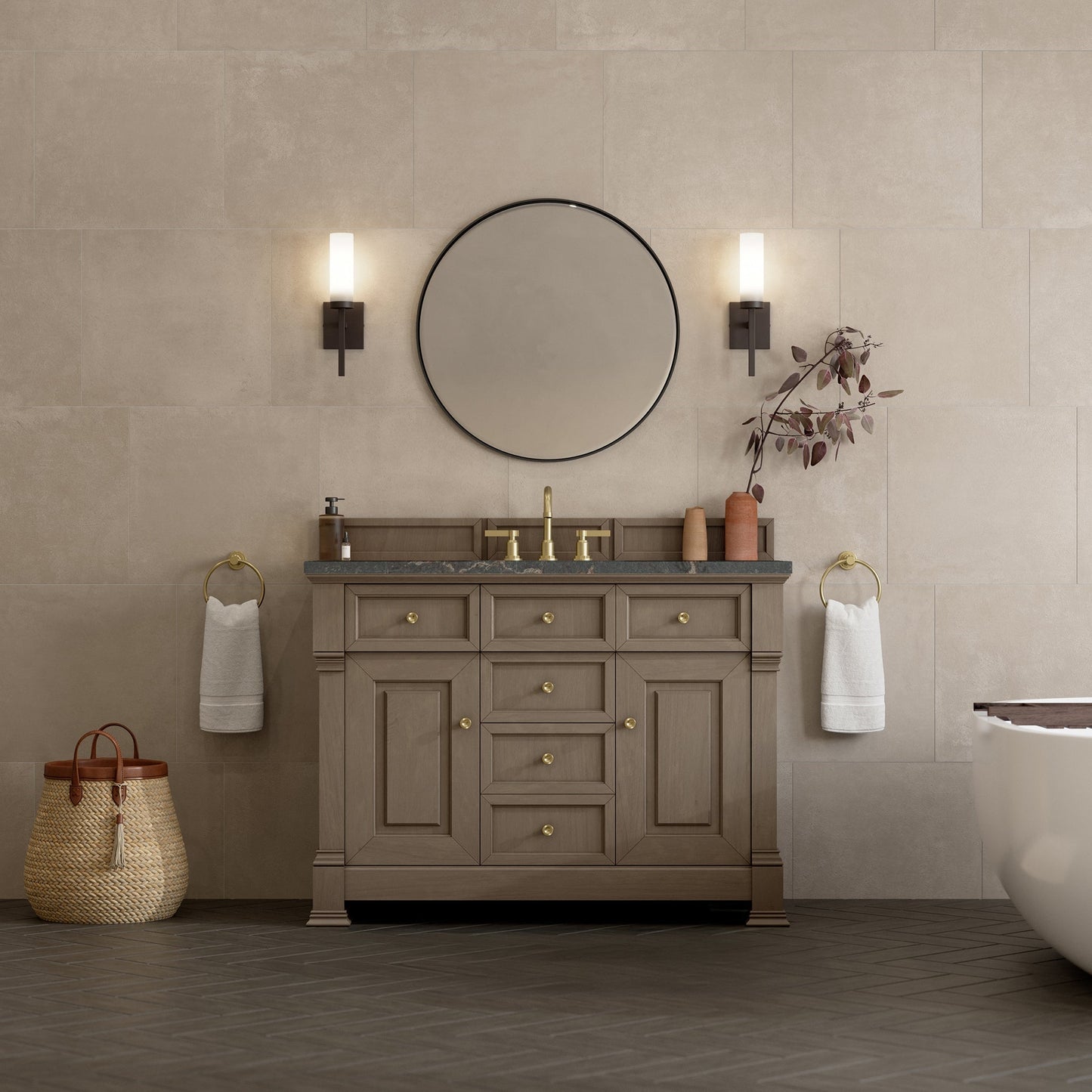 Brookfield 48" Single Vanity in Pecan Single Bathroom Vanity James Martin Vanities Select Your Top 