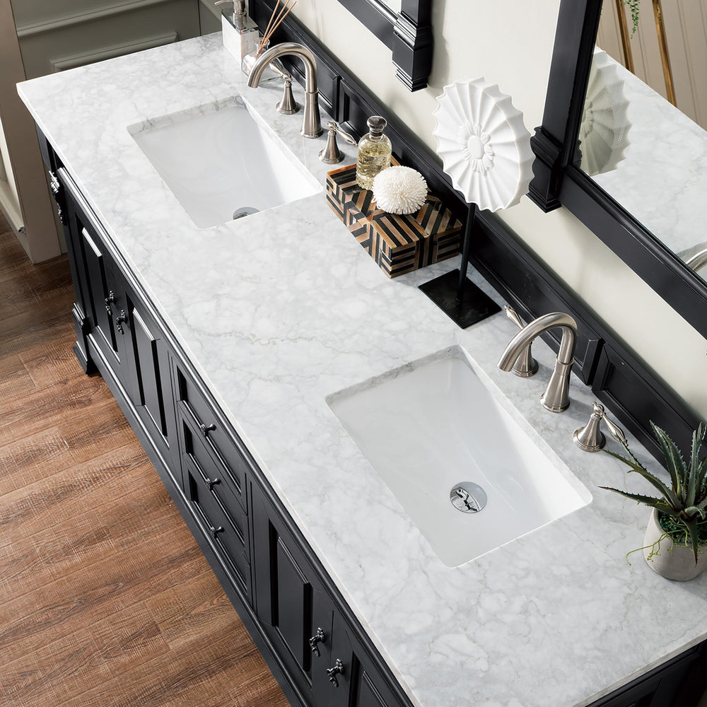 
                  
                    Brookfield 60" Double Bathroom Vanity in Antique Black Single Bathroom Vanity James Martin Vanities Carrara White Marble 
                  
                