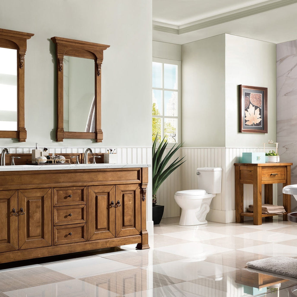 
                  
                    Brookfield 60" Double Bathroom Vanity in Country Oak Single Bathroom Vanity James Martin Vanities Ethereal Noctis Quartz 
                  
                