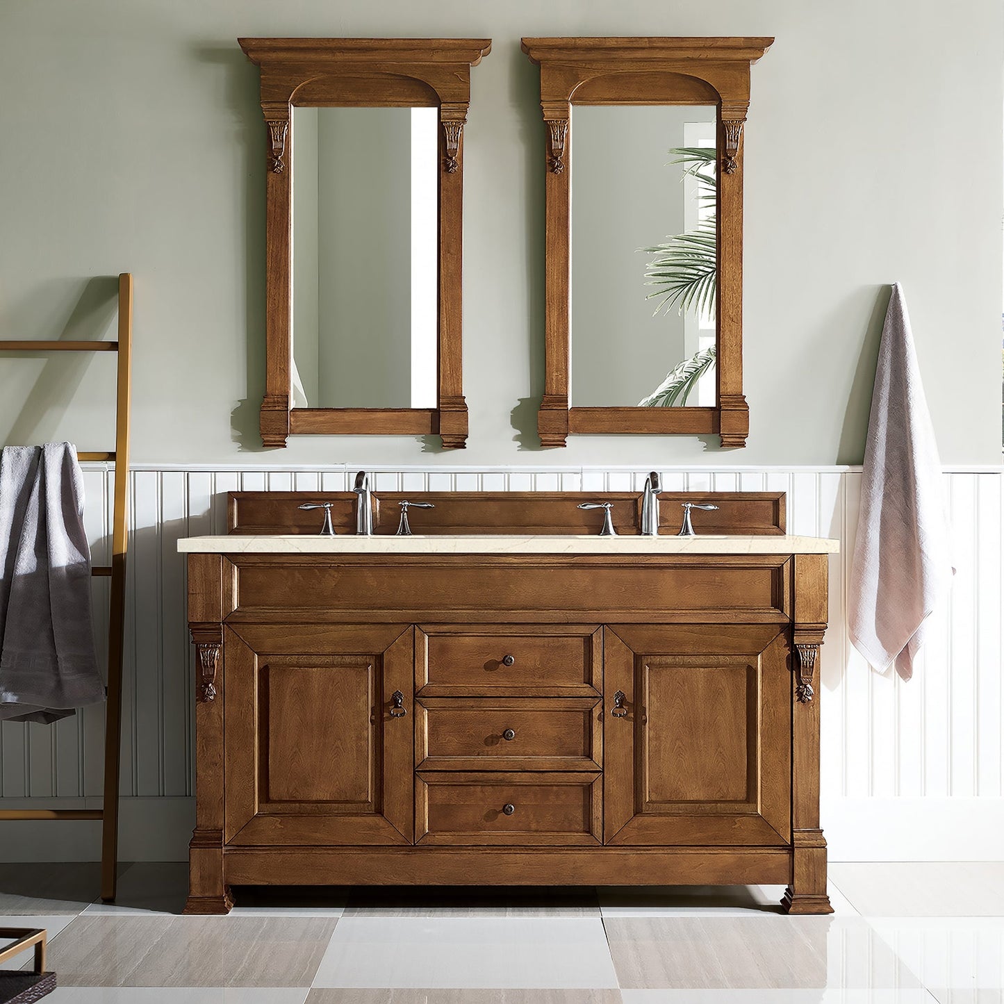 
                  
                    Brookfield 60" Double Bathroom Vanity in Country Oak Single Bathroom Vanity James Martin Vanities Select Your Top 
                  
                