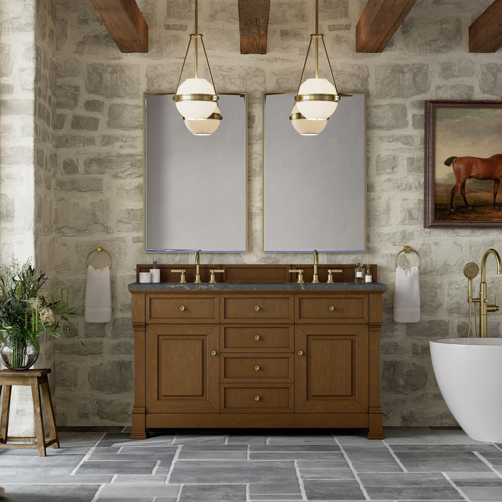 Brookfield 60" Double Vanity in Honey Oak Double Bathroom Vanity James Martin Vanities 