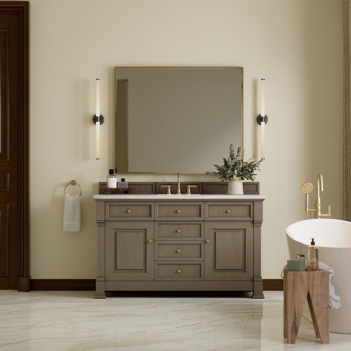 Brookfield 60" Double Vanity in Pecan Double Bathroom Vanity James Martin Vanities 