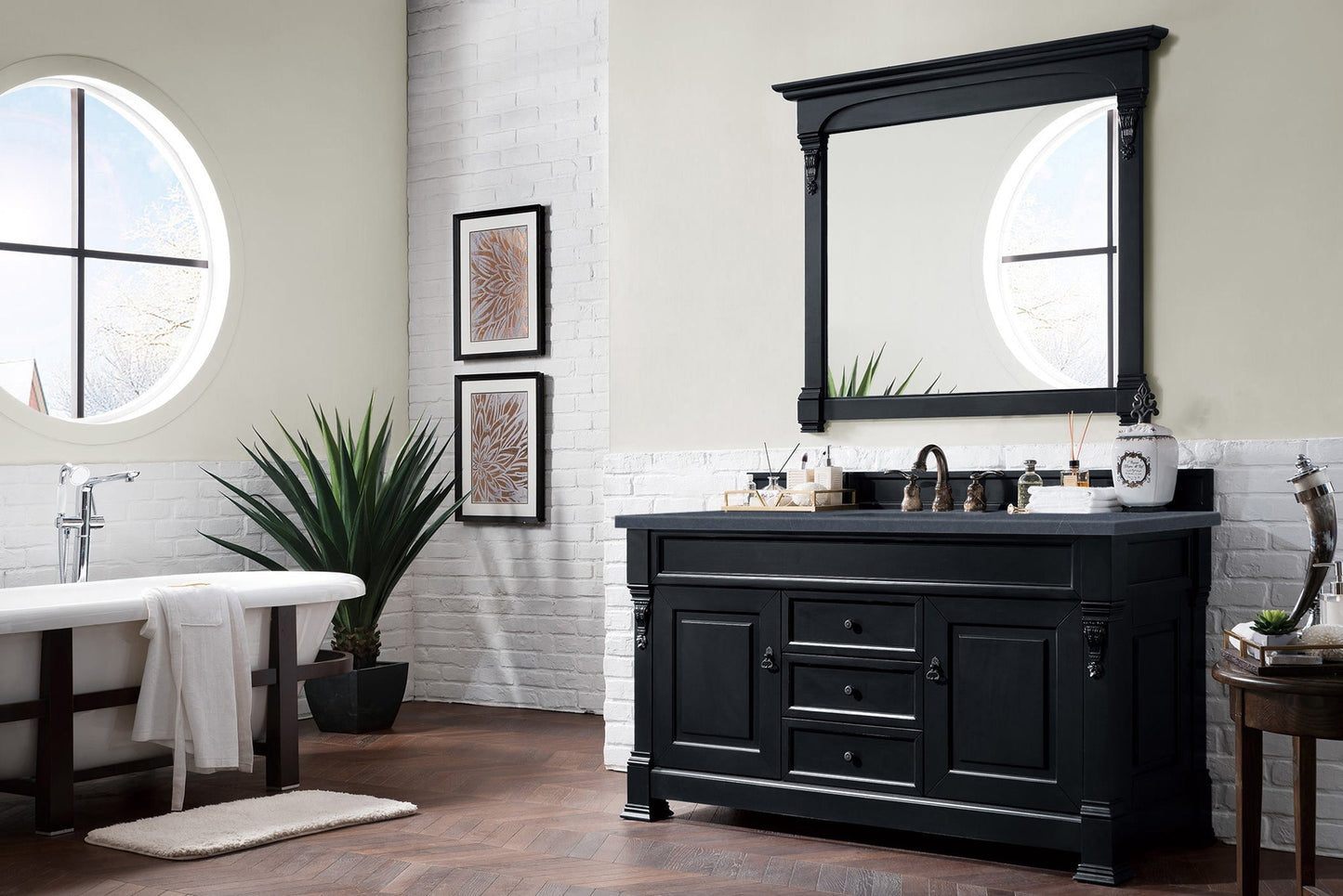 
                  
                    Brookfield 60" Single Bathroom Vanity in Antique Black Single Bathroom Vanity James Martin Vanities Charcoal Soapstone Quartz 
                  
                