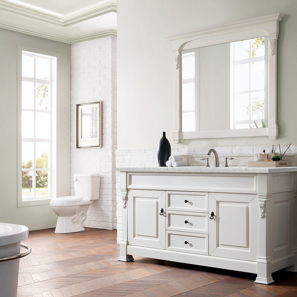
                  
                    Brookfield 60" Single Bathroom Vanity in Bright White Single Bathroom Vanity James Martin Vanities Eternal Jasmine Quartz 
                  
                