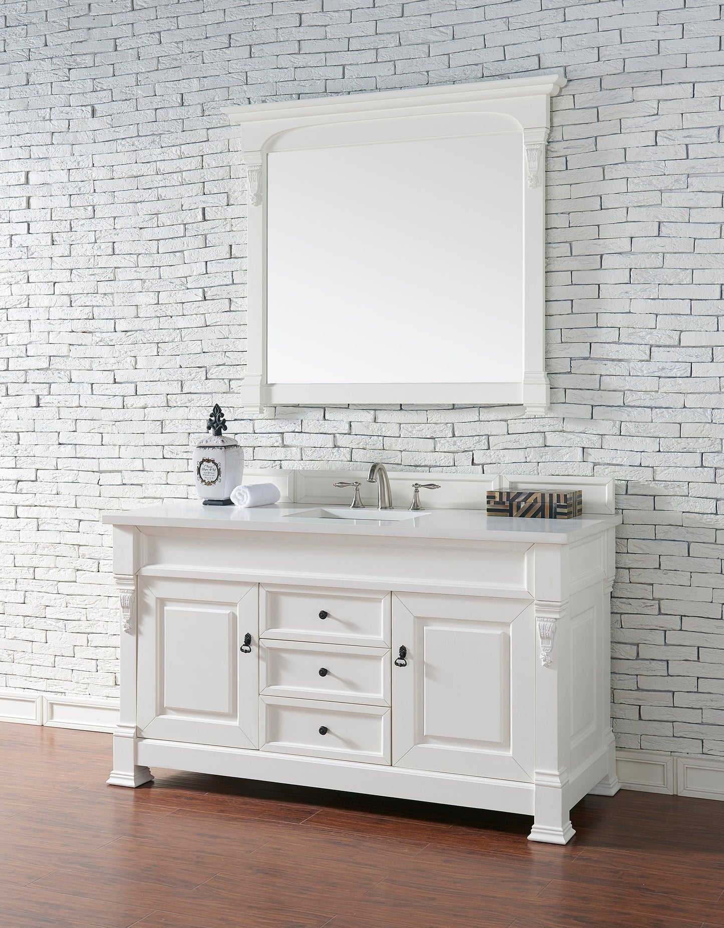 
                  
                    Brookfield 60" Single Bathroom Vanity in Bright White Single Bathroom Vanity James Martin Vanities White Zeus Quartz 
                  
                