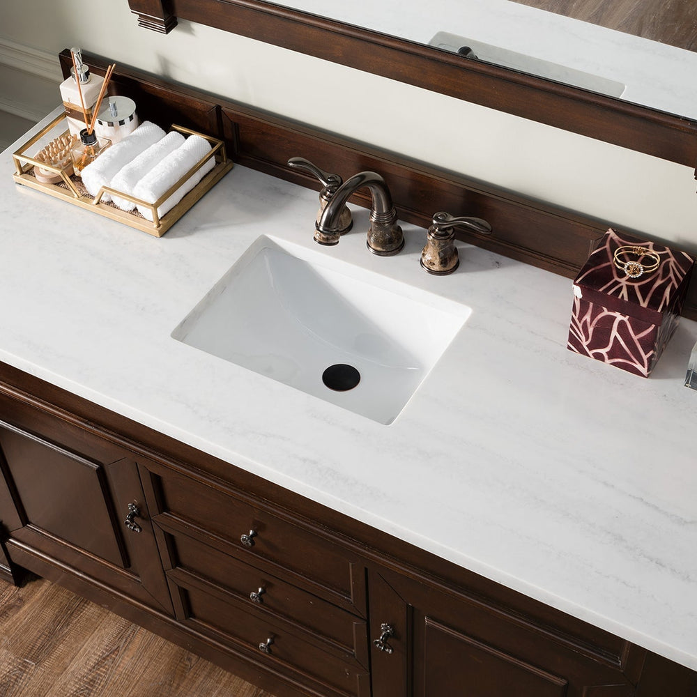 
                  
                    Brookfield 60" Single Bathroom Vanity in Burnished Mahogany Single Bathroom Vanity James Martin Vanities Arctic Fall Solid Surface 
                  
                