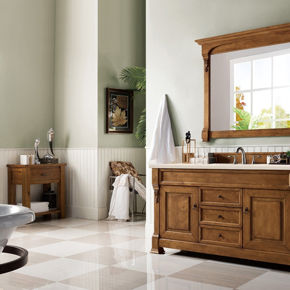 
                  
                    Brookfield 60" Single Bathroom Vanity in Country Oak Single Bathroom Vanity James Martin Vanities Eternal Marfil Quartz 
                  
                