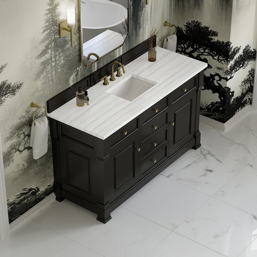 
                  
                    Brookfield 60" Single Vanity in Black Onyx Single Bathroom Vanity James Martin Vanities Arctic Fall Solid Surface 
                  
                