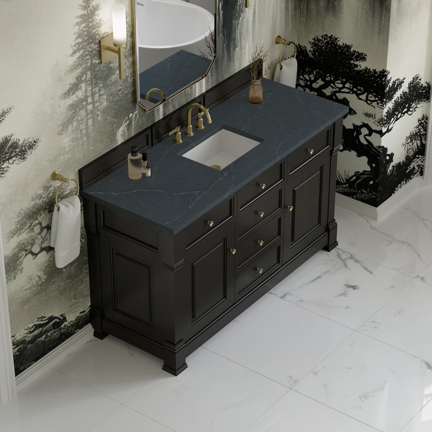 
                  
                    Brookfield 60" Single Vanity in Black Onyx Single Bathroom Vanity James Martin Vanities Charcoal Soapstone Silestone 
                  
                