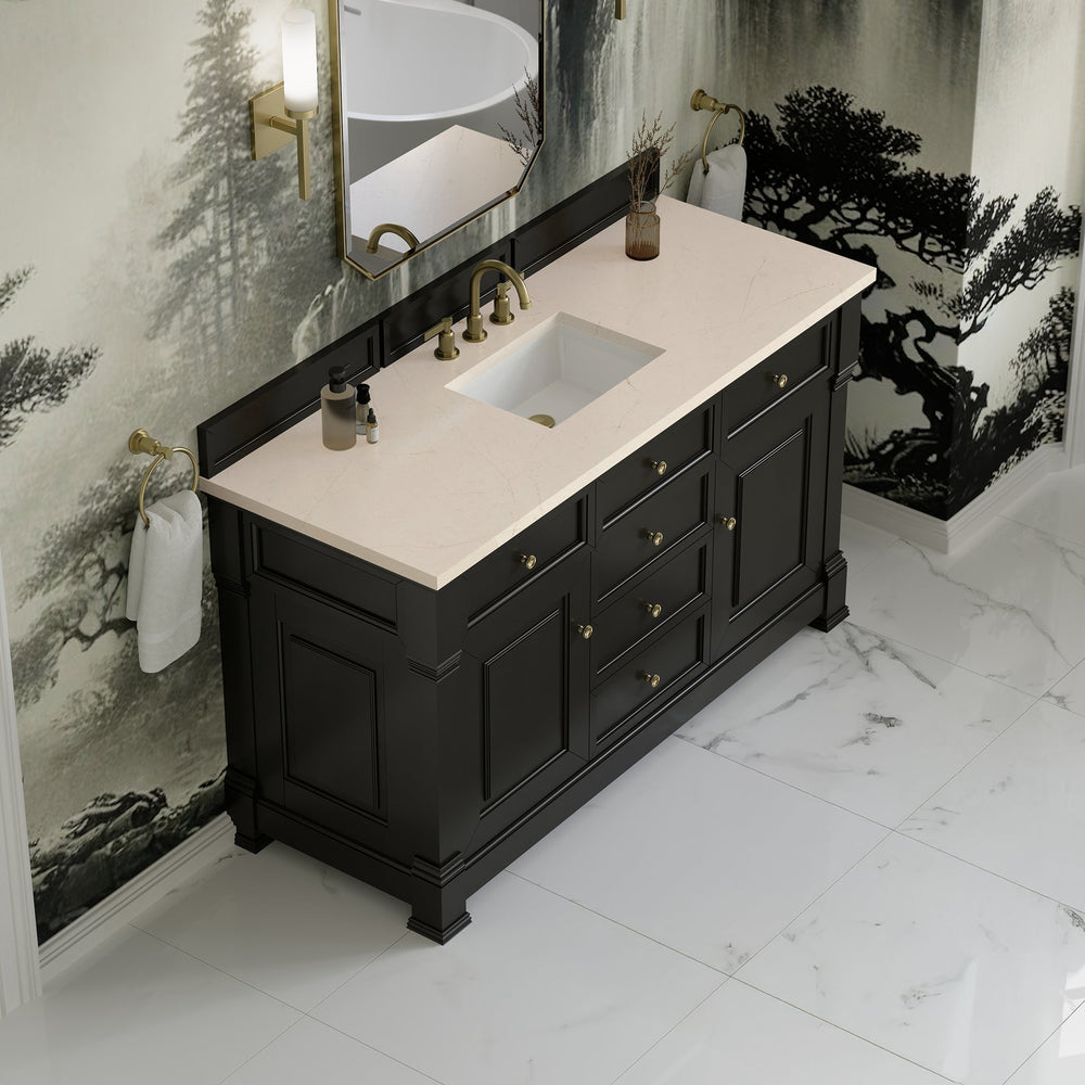 
                  
                    Brookfield 60" Single Vanity in Black Onyx Single Bathroom Vanity James Martin Vanities Eternal Marfil Silestone 
                  
                