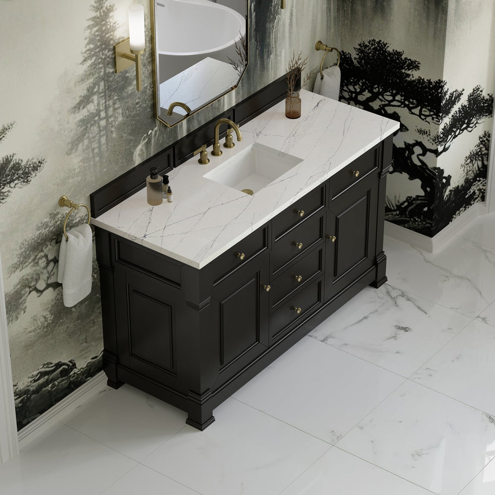 
                  
                    Brookfield 60" Single Vanity in Black Onyx Single Bathroom Vanity James Martin Vanities Ethereal Noctis Silestone 
                  
                