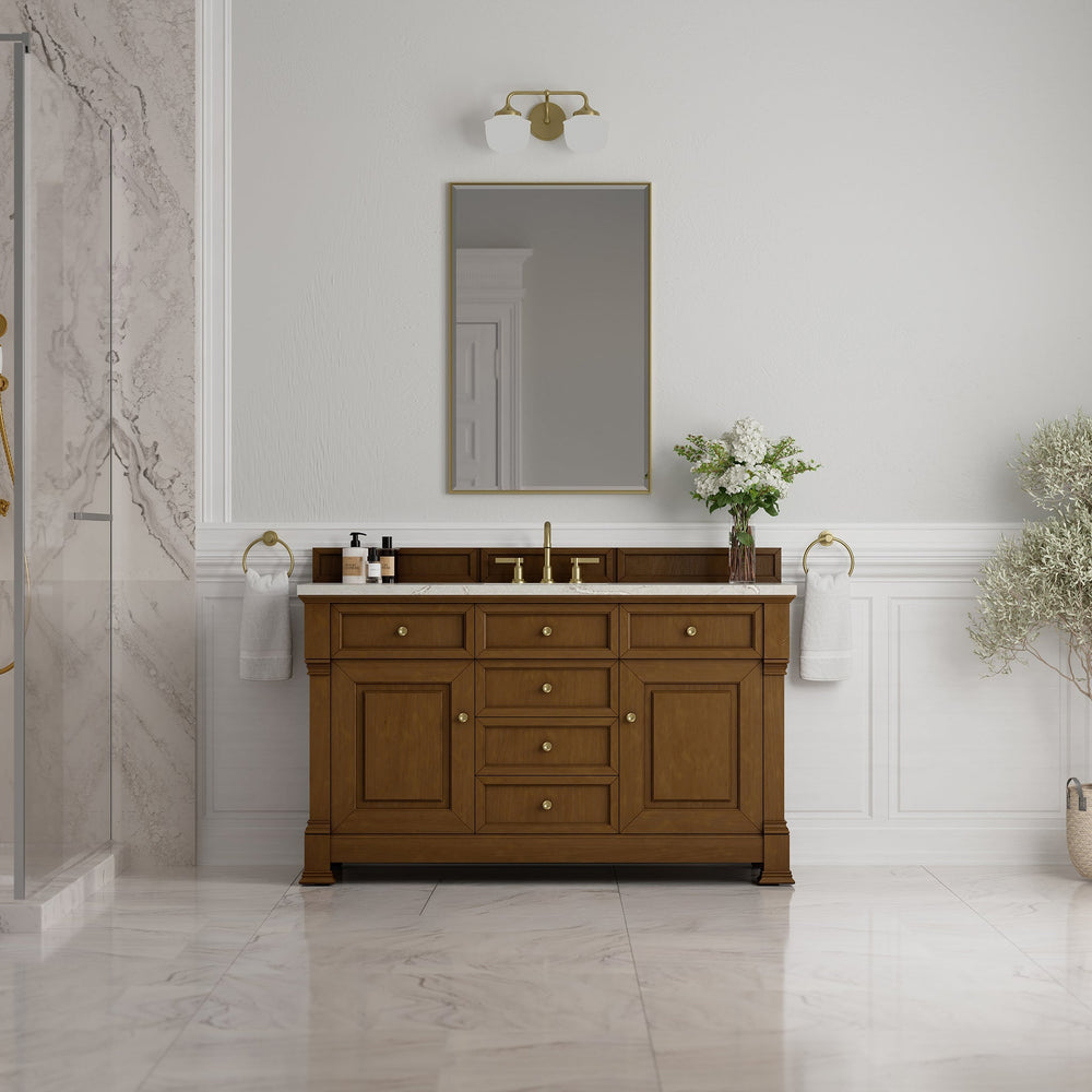 Brookfield 60" Single Vanity in Honey Oak Single Bathroom Vanity James Martin Vanities 