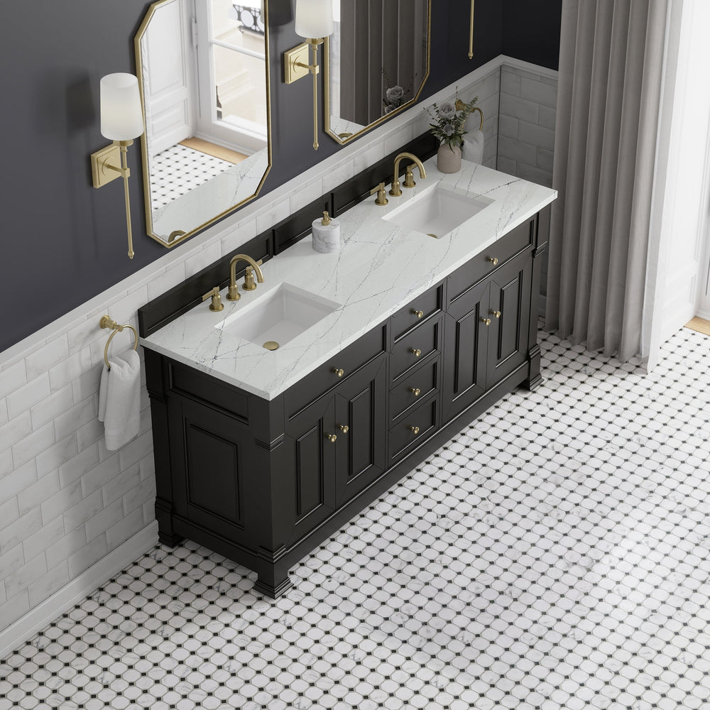 
                  
                    Brookfield 72" Double Vanity in Black Onyx Double Bathroom Vanity James Martin Vanities Ethereal Noctis Silestone 
                  
                