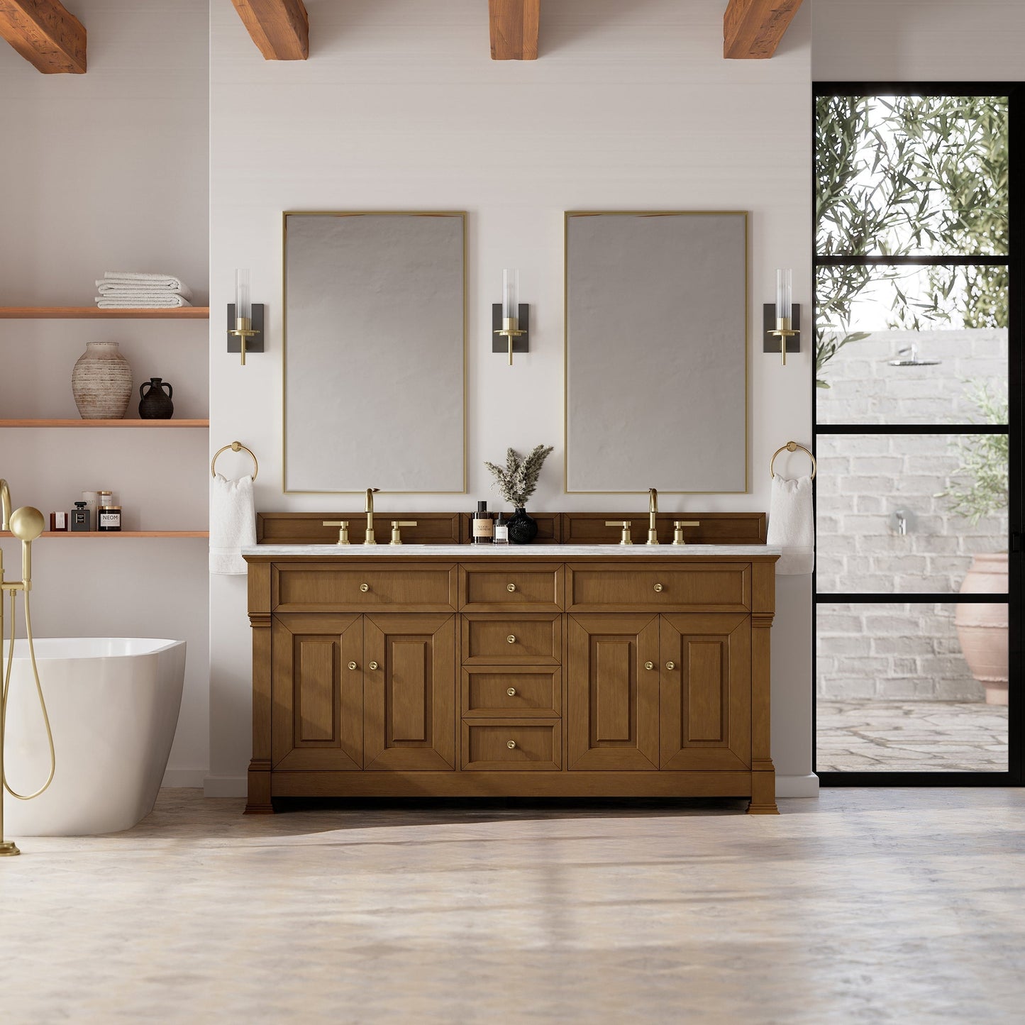 
                  
                    Brookfield 72" Double Vanity in Honey Oak Double Bathroom Vanity James Martin Vanities Select Your Top 
                  
                