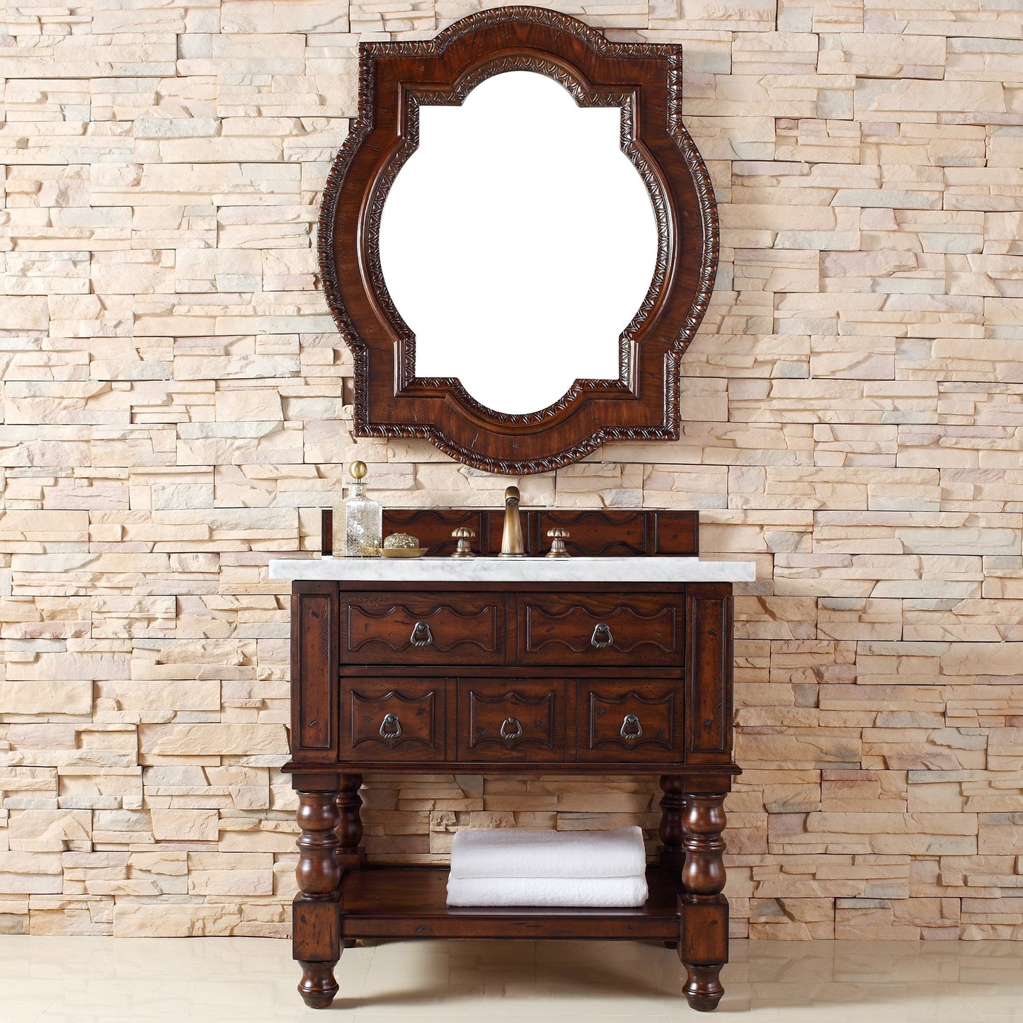 Castilian 36" Single Bathroom Vanity in Aged Cognac Single Bathroom Vanity James Martin Vanities Select Your Top 
