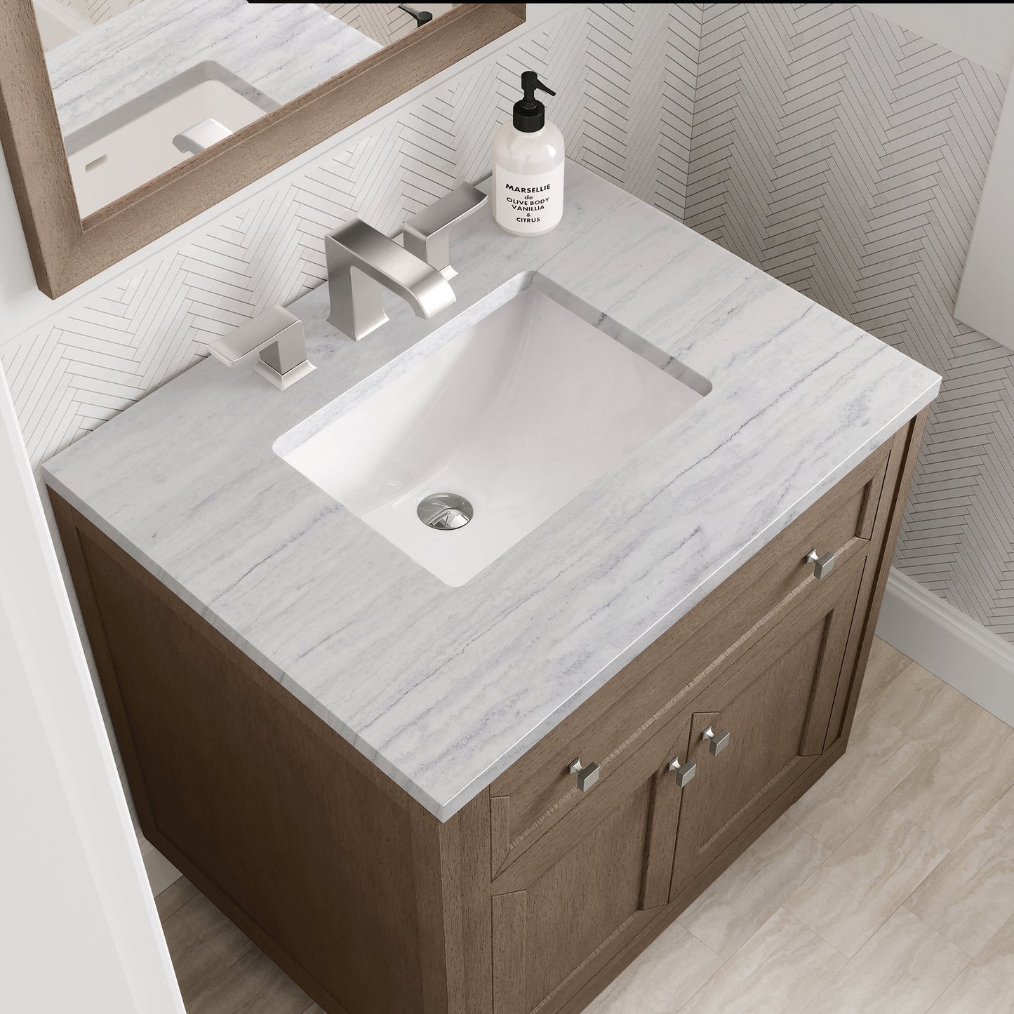 
                  
                    Chicago 30" Single Bathroom Vanity Whitewashed Walnut Single Bathroom Vanity James Martin Vanities Arctic Fall Solid Surface 
                  
                