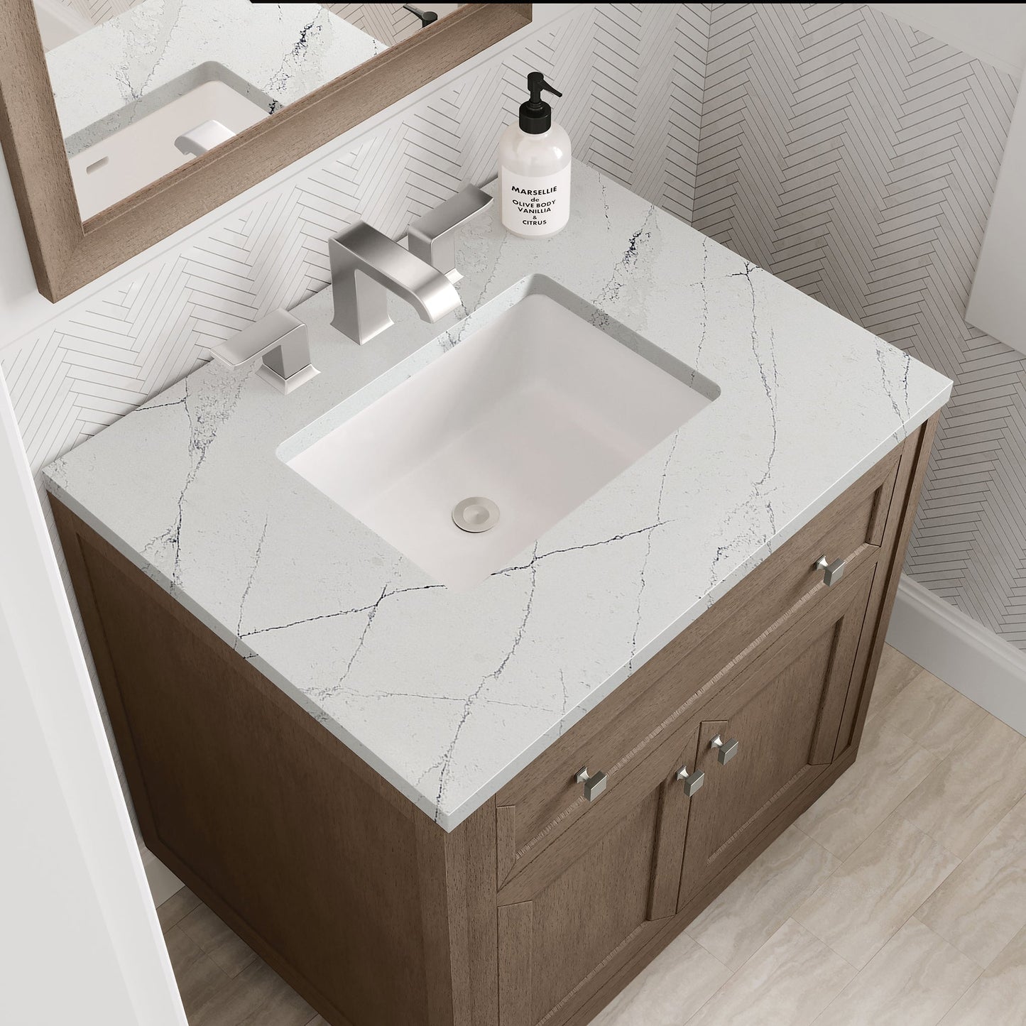 
                  
                    Chicago 30" Single Bathroom Vanity Whitewashed Walnut Single Bathroom Vanity James Martin Vanities Ethereal Noctis Silestone 
                  
                