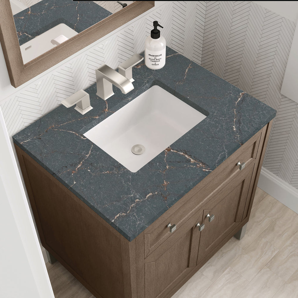 
                  
                    Chicago 30" Single Bathroom Vanity Whitewashed Walnut Single Bathroom Vanity James Martin Vanities Parisien Bleu Silestone 
                  
                