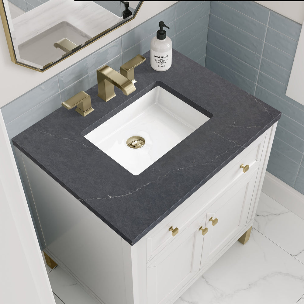 
                  
                    Chicago 30" Single Vanity in Glossy White James Martin Vanities Charcoal Soapstone Silestone 
                  
                