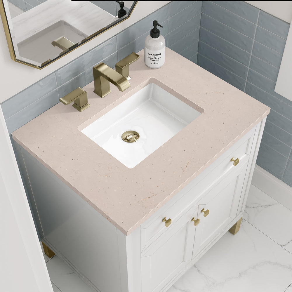 
                  
                    Chicago 30" Single Vanity in Glossy White James Martin Vanities Eternal Marfil Silestone 
                  
                