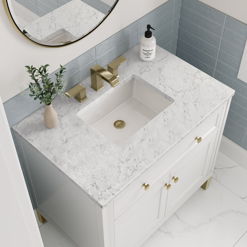 
                  
                    Chicago 36" Single Bathroom Vanity Glossy White Single Bathroom Vanity James Martin Vanities Eternal Jasmine Pearl Silestone 
                  
                