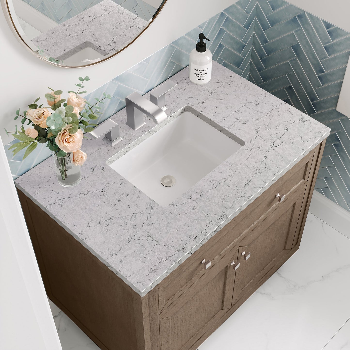 
                  
                    Chicago 36" Single Bathroom Vanity Whitewashed Walnut Single Bathroom Vanity James Martin Vanities Eternal Jasmine Pearl Silestone 
                  
                