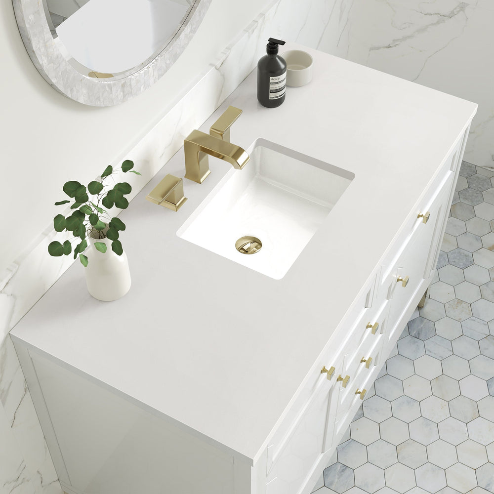 
                  
                    Chicago 48" Single Bathroom Vanity in Glossy White Single Bathroom Vanity James Martin Vanities White Zeus Silestone 
                  
                