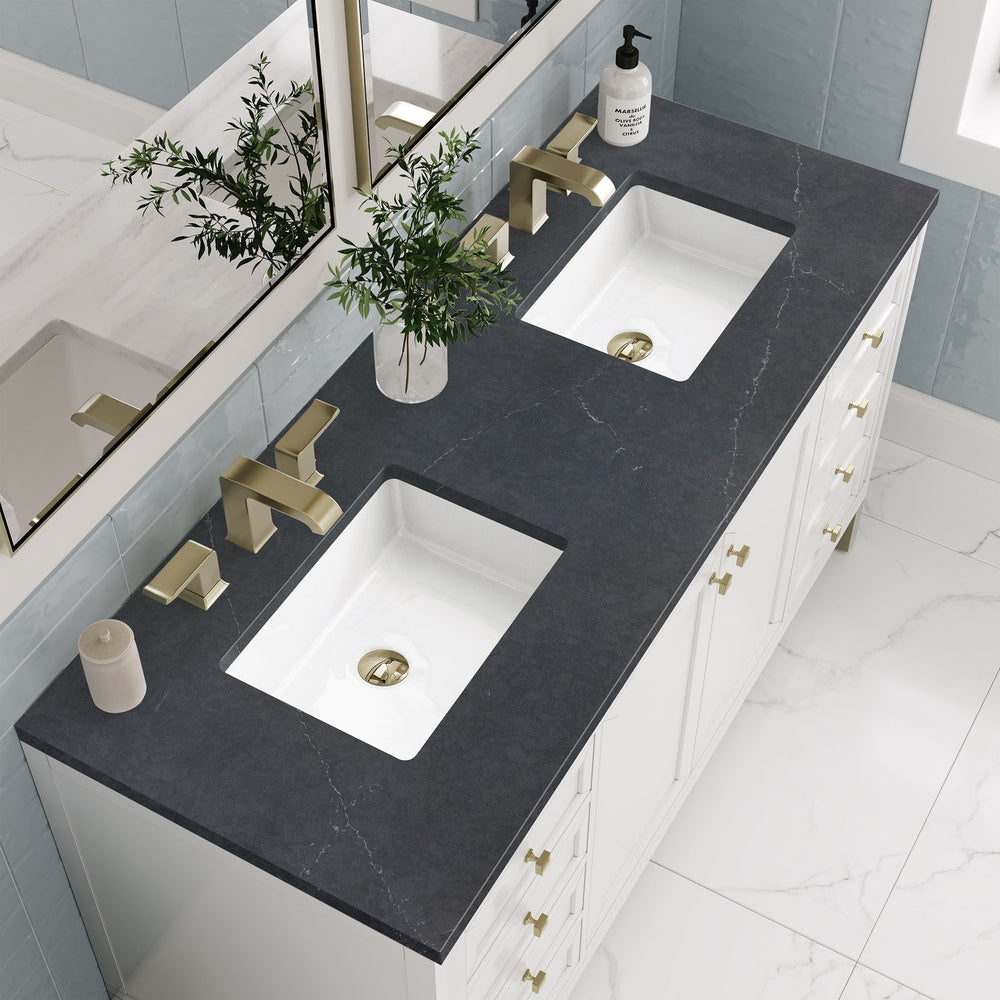 
                  
                    Chicago 60" Double Bathroom Vanity in Glossy White Double bathroom Vanity James Martin Vanities Charcoal Soapstone Silestone 
                  
                